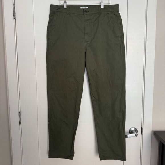 COS Pants Womens Sz 14 Army Green High Rise Tapered Straight Leg Utility Cotton - Picture 1 of 14